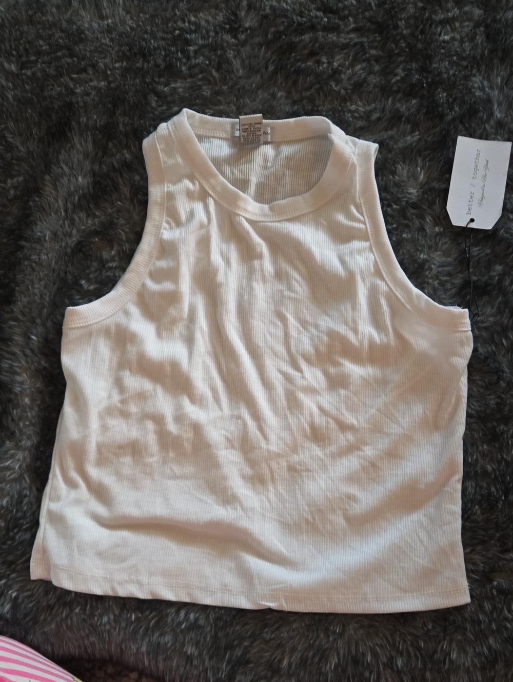 White Ribbed Sleeveless Crop Tank Top - Women
